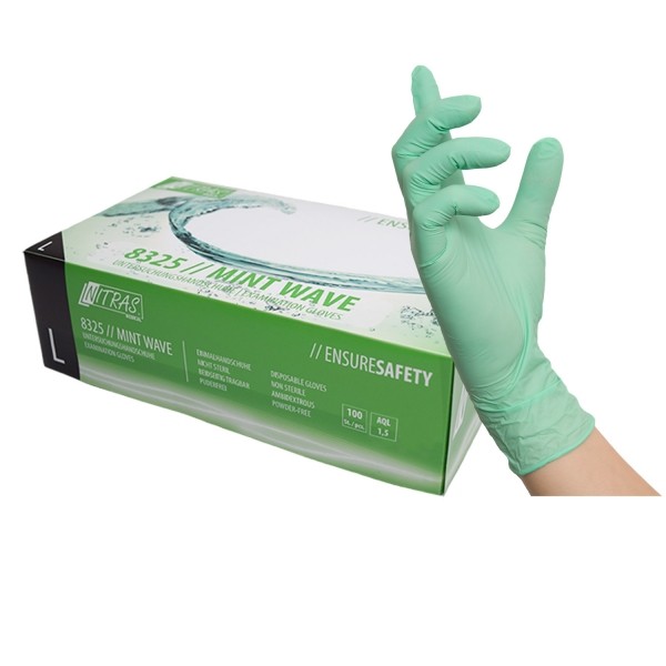 Mint Wave Nitrile Gloves - Nitras